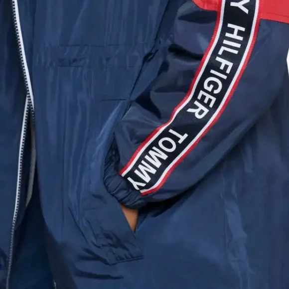 New Tommy Hilfiger Ladies' Long Windbreaker Logo Hooded Rain Jacket SIZE S - Picture 5 of 9